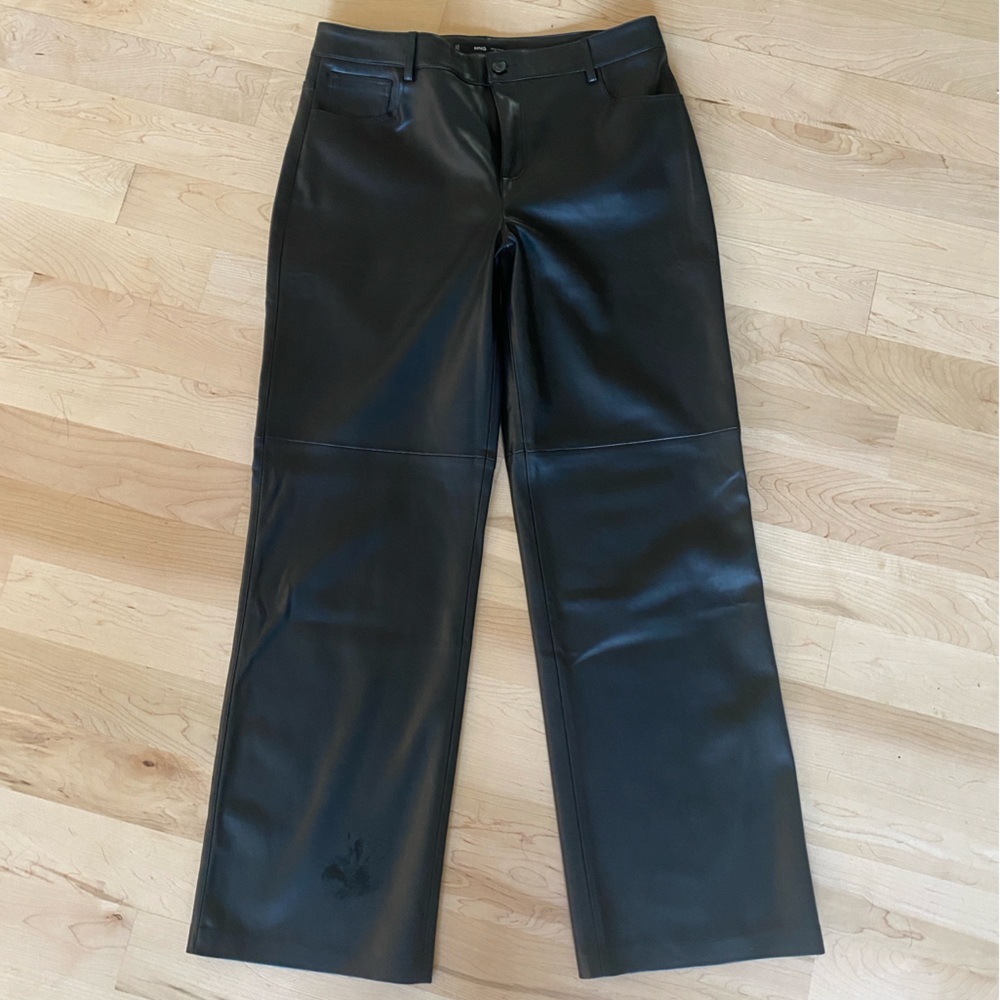 MANGO wide leg vegan leather trousers - Picture 3 of 8